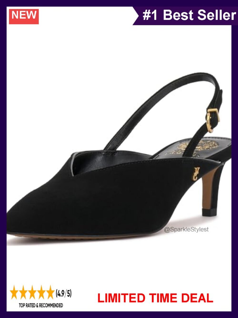 Suede Slingback Kitten Heel Pointed Toe Pumps